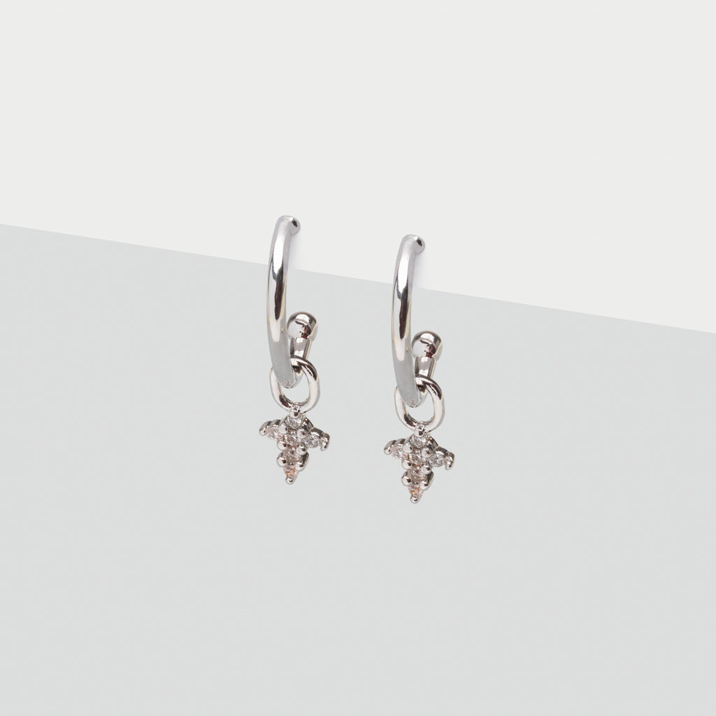 Crystal Cross Half Hoop Earrings - Simply Whispers