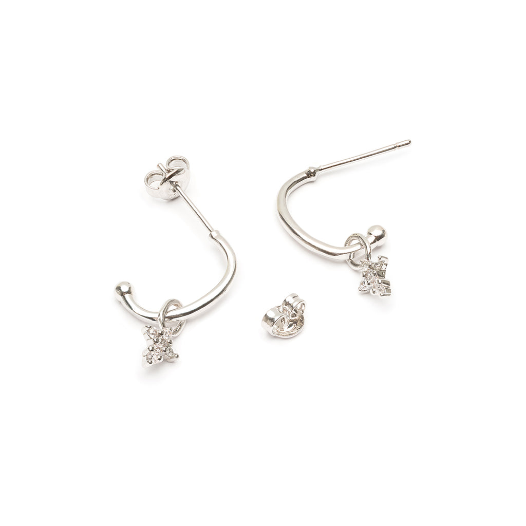 Crystal Cross Half Hoop Earrings - Simply Whispers