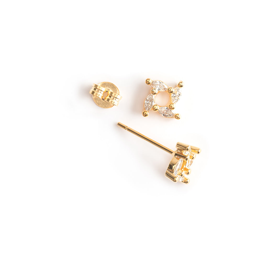 Crystal Square Gold Mini Stud Earrings - Simply Whispers