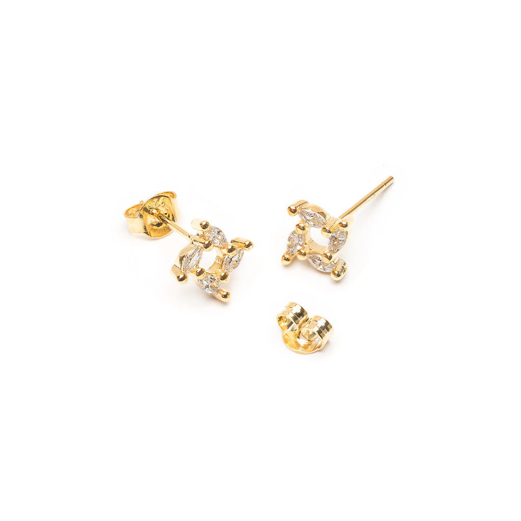 Crystal Square Gold Mini Stud Earrings - Simply Whispers