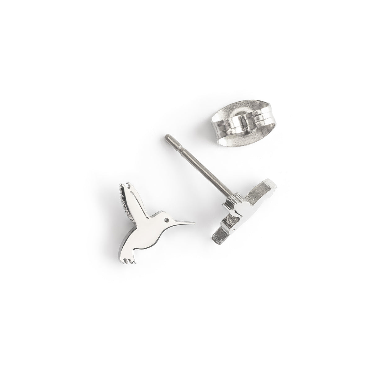 Silver Hummingbird Stud Earrings - Simply Whispers