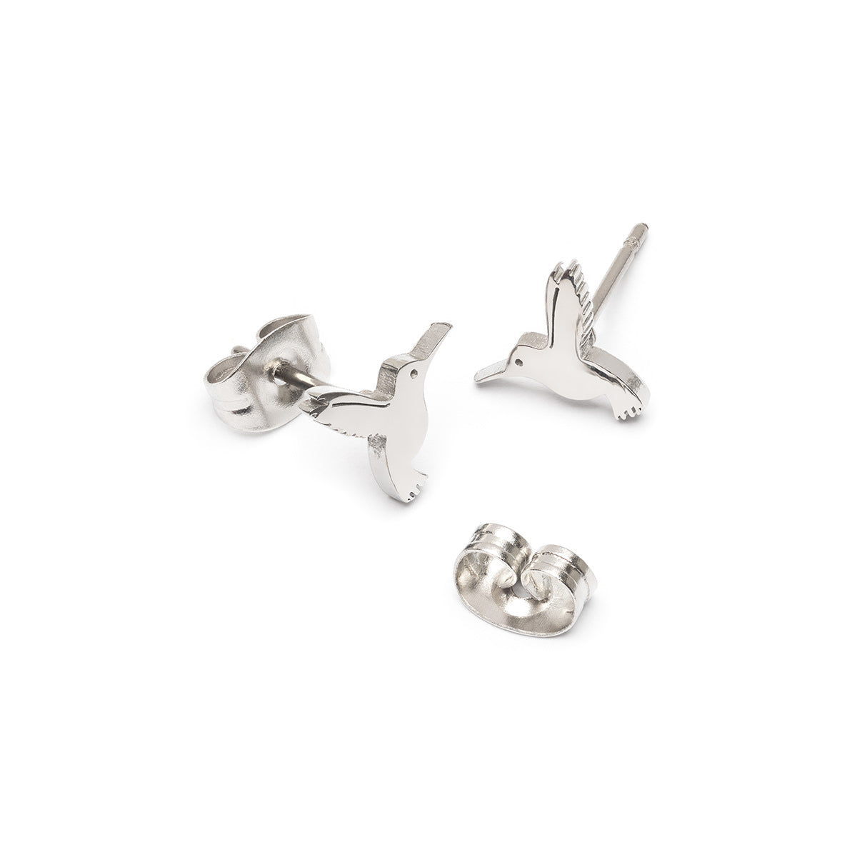 Silver Hummingbird Stud Earrings - Simply Whispers