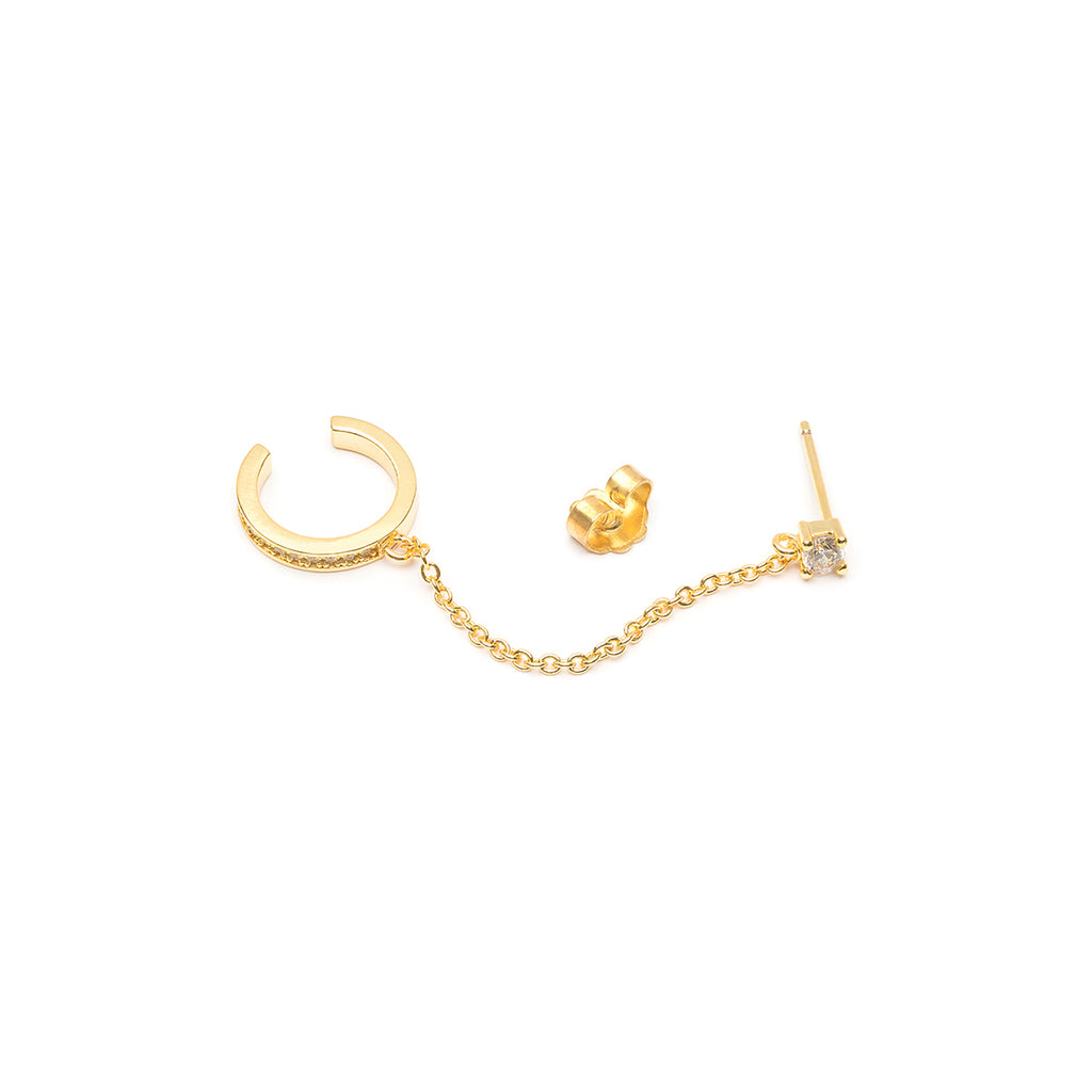 Gold Crystal Stud And Hoop Single Earring - Simply Whispers