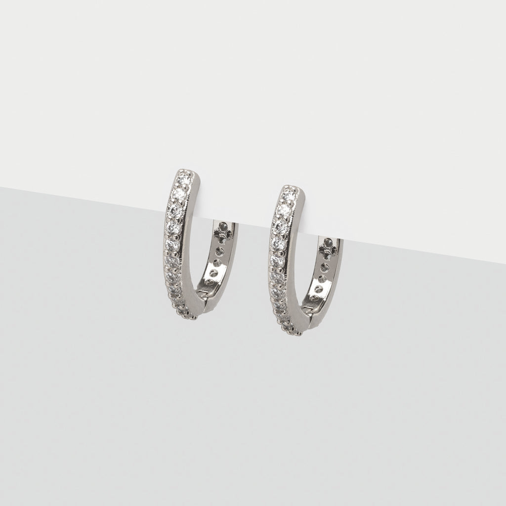 Silver Pave Crystal Huggie Earrings - Simply Whispers