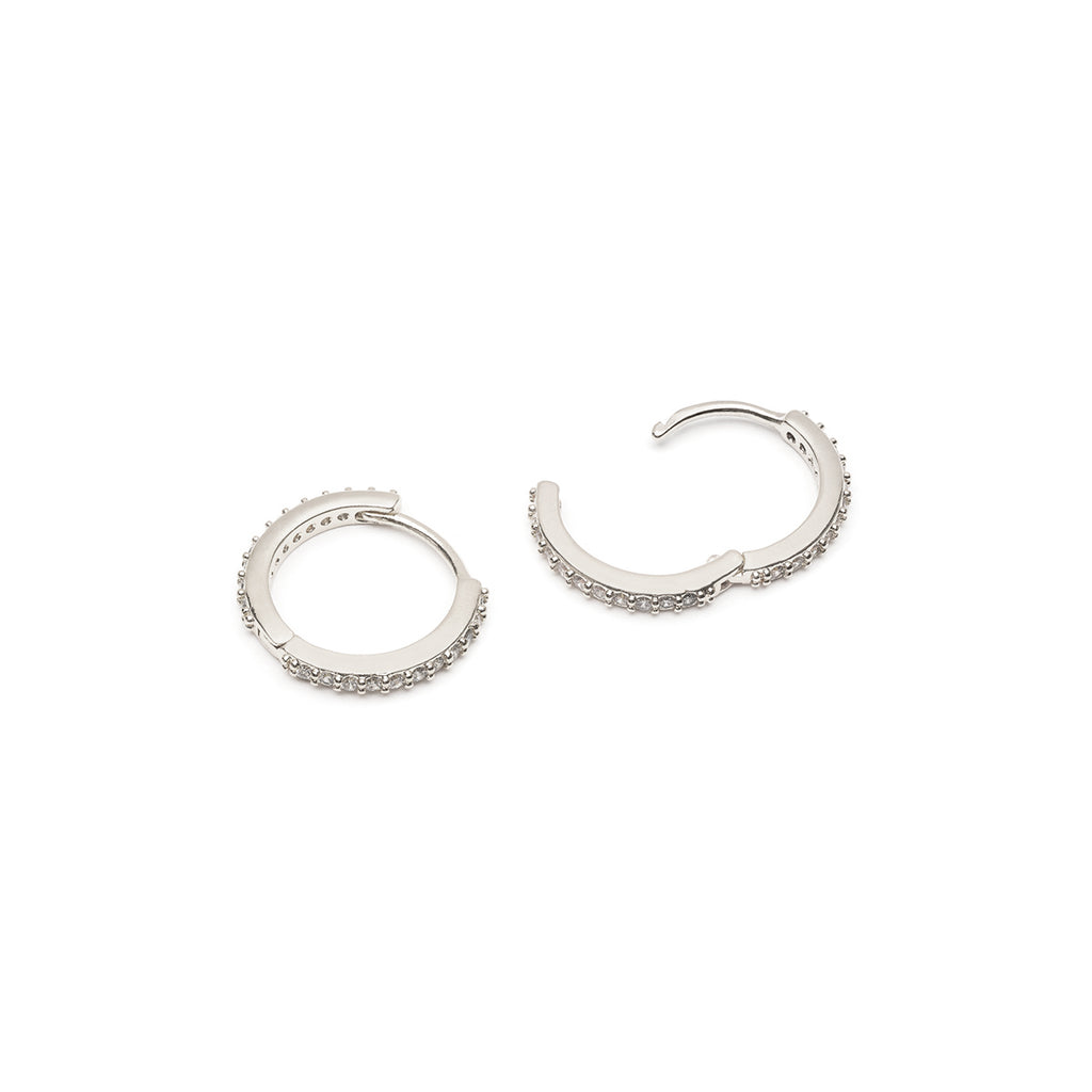 Silver Pave Crystal Huggie Earrings - Simply Whispers