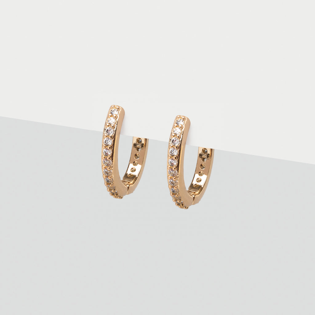 Gold Pave Crystal Huggie Earrings - Simply Whispers