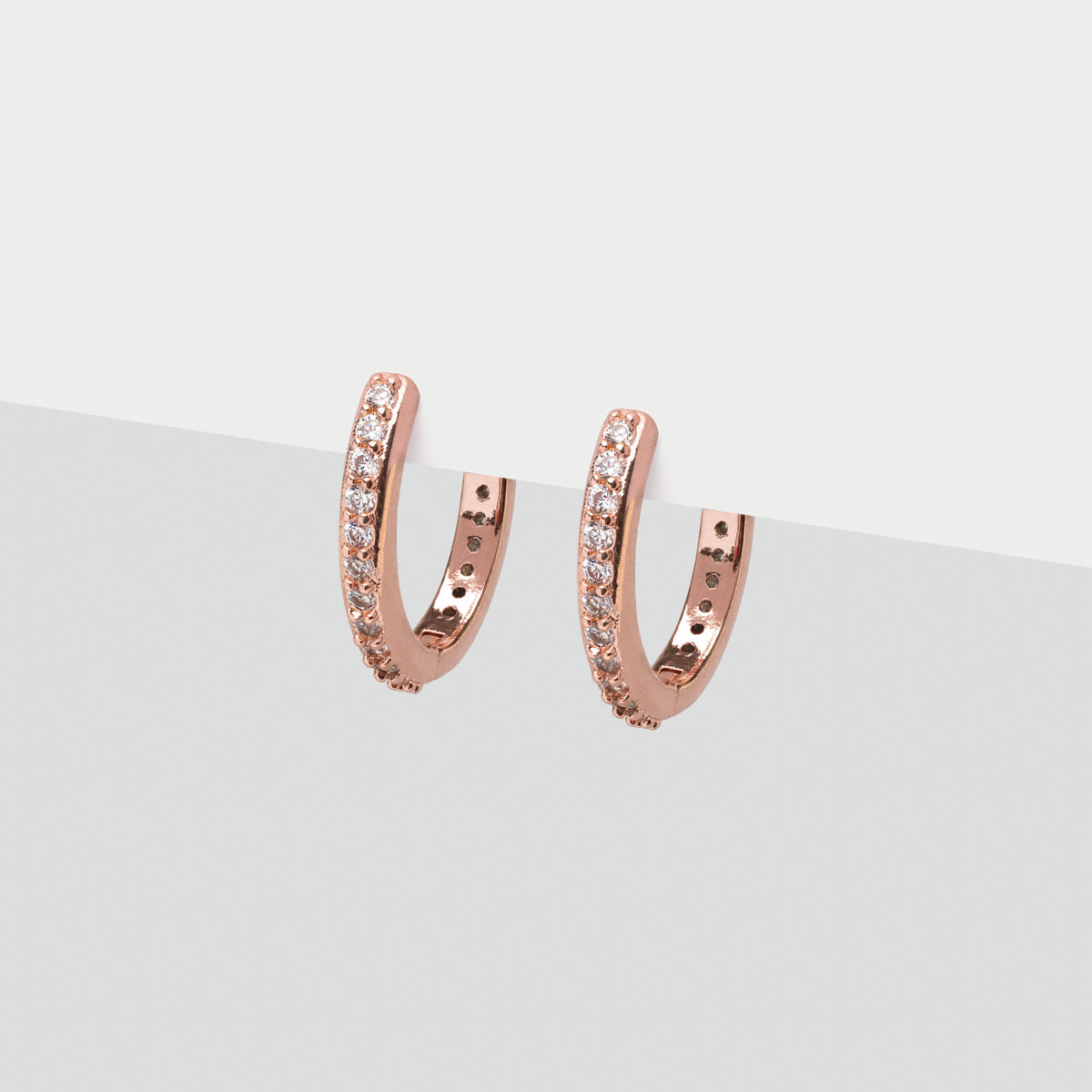 Rose Gold Pave Crystal Huggie Earrings - Simply Whispers