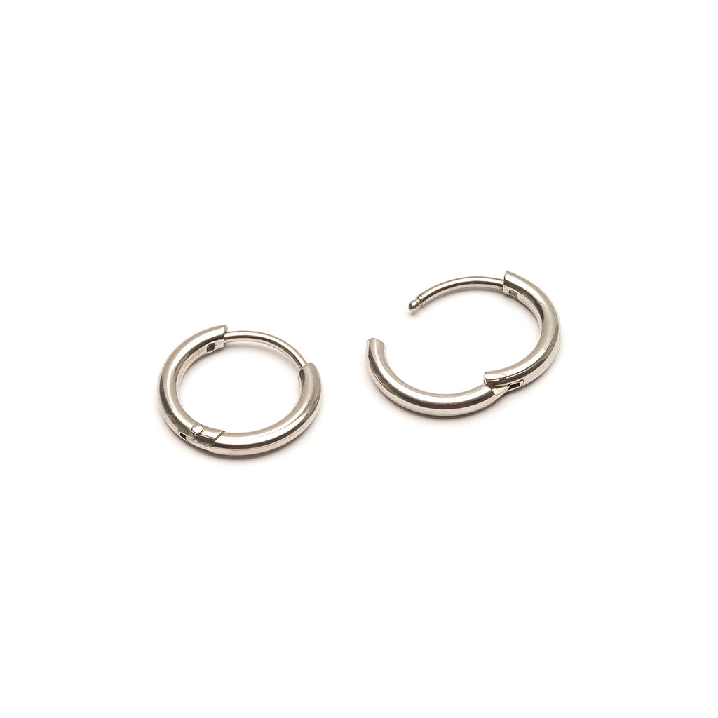 Silver titanium huggie hoop earrings - Simply Whispers