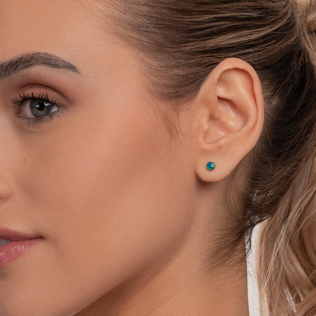Green blue opal titanium stud earrings - Simply Whispers