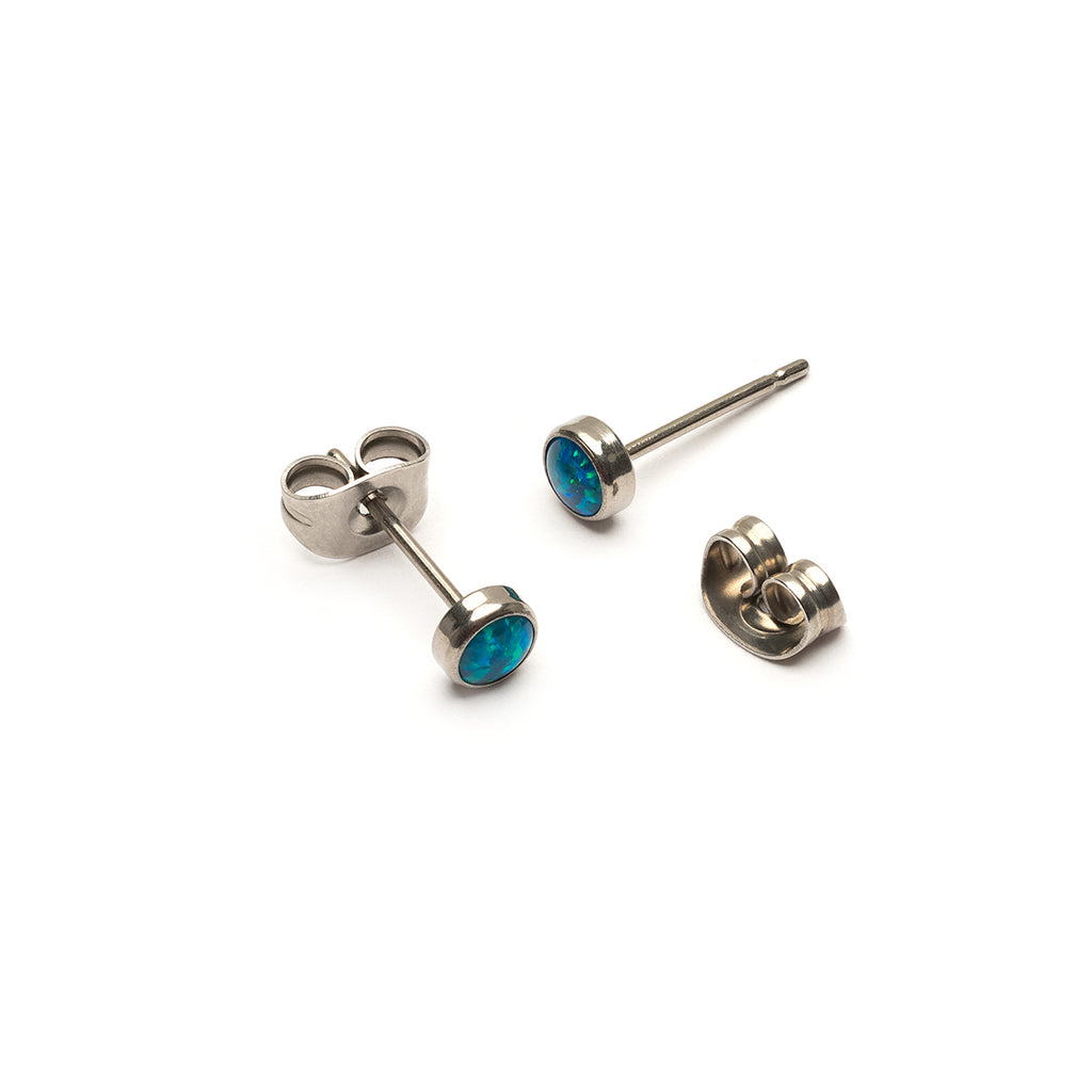 Green blue opal titanium stud earrings - Simply Whispers