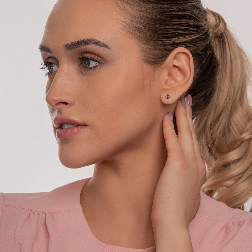 Pink opal titanium stud earrings - Simply Whispers