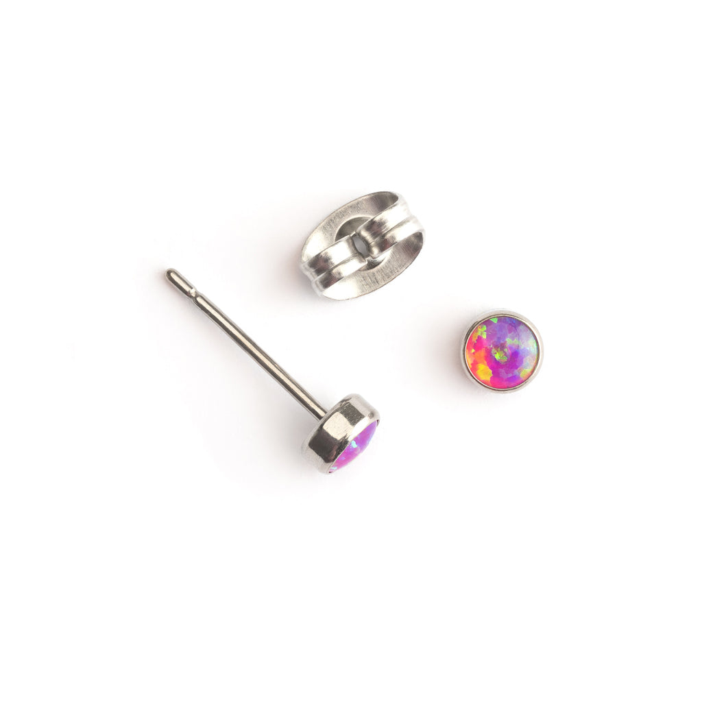 Pink opal titanium stud earrings - Simply Whispers