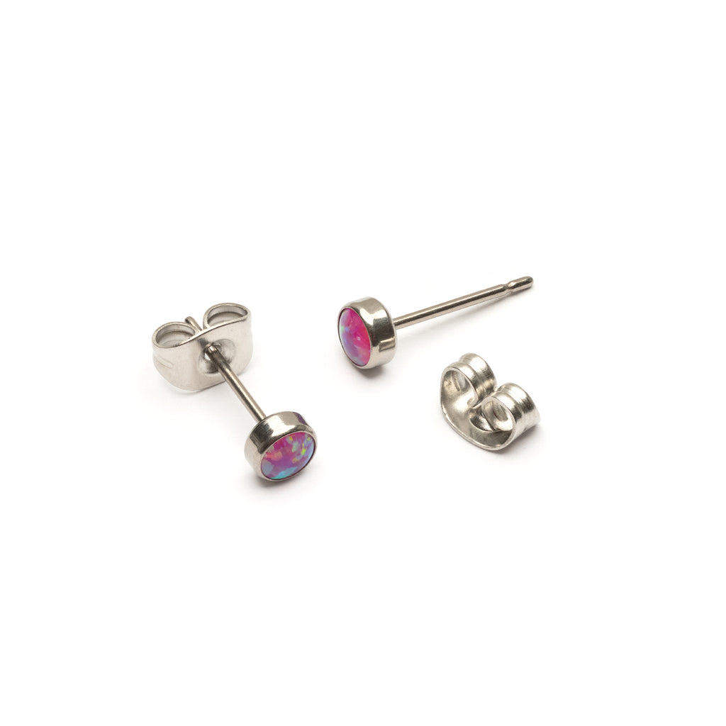 Pink opal titanium stud earrings - Simply Whispers