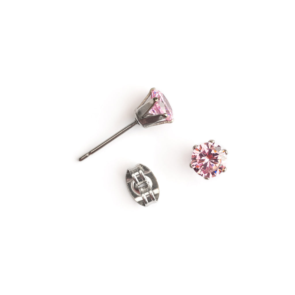 Pale pink titanium stud earrings - Simply Whispers