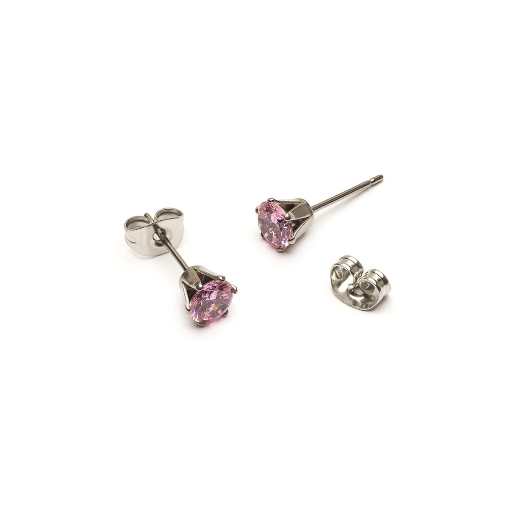 Pale pink titanium stud earrings - Simply Whispers