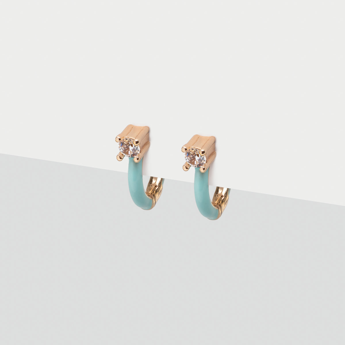 Enameled Light Blue Crystal Huggie Earrings - Simply Whispers
