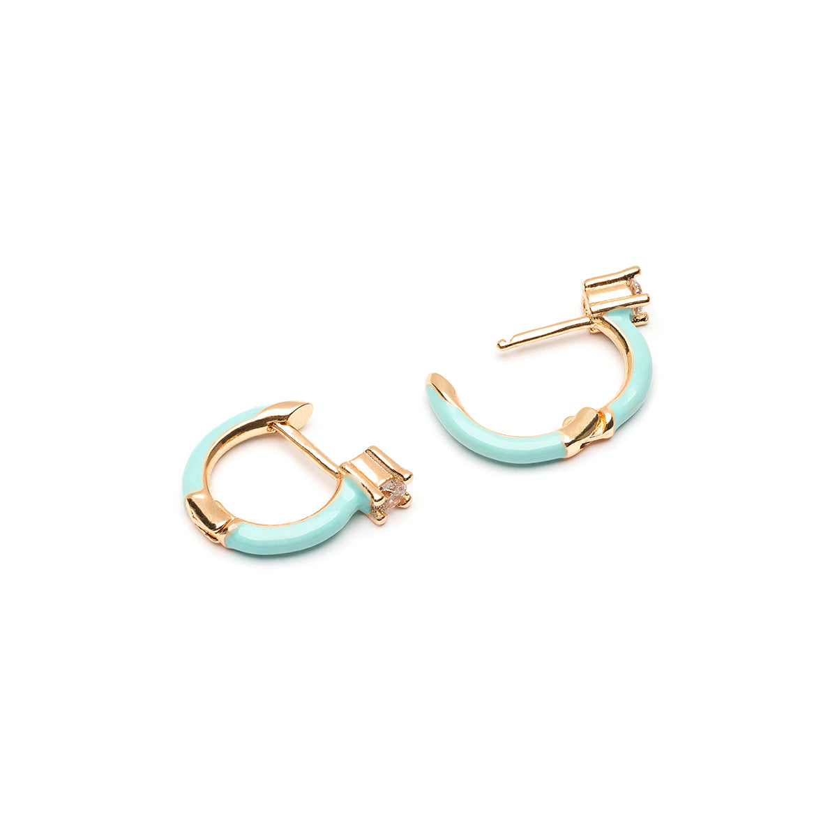 Enameled Light Blue Crystal Huggie Earrings - Simply Whispers