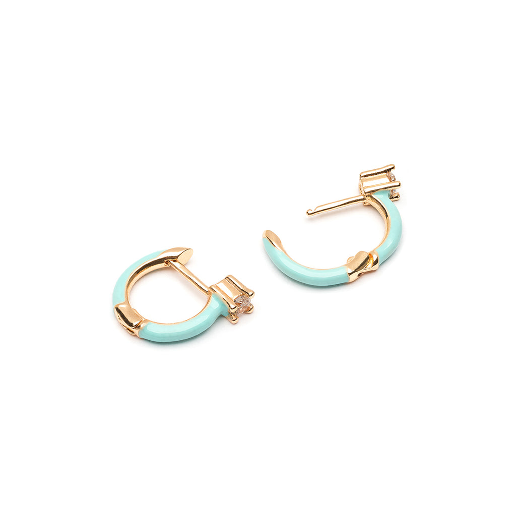 Enameled Light Blue Crystal Huggie Earrings - Simply Whispers