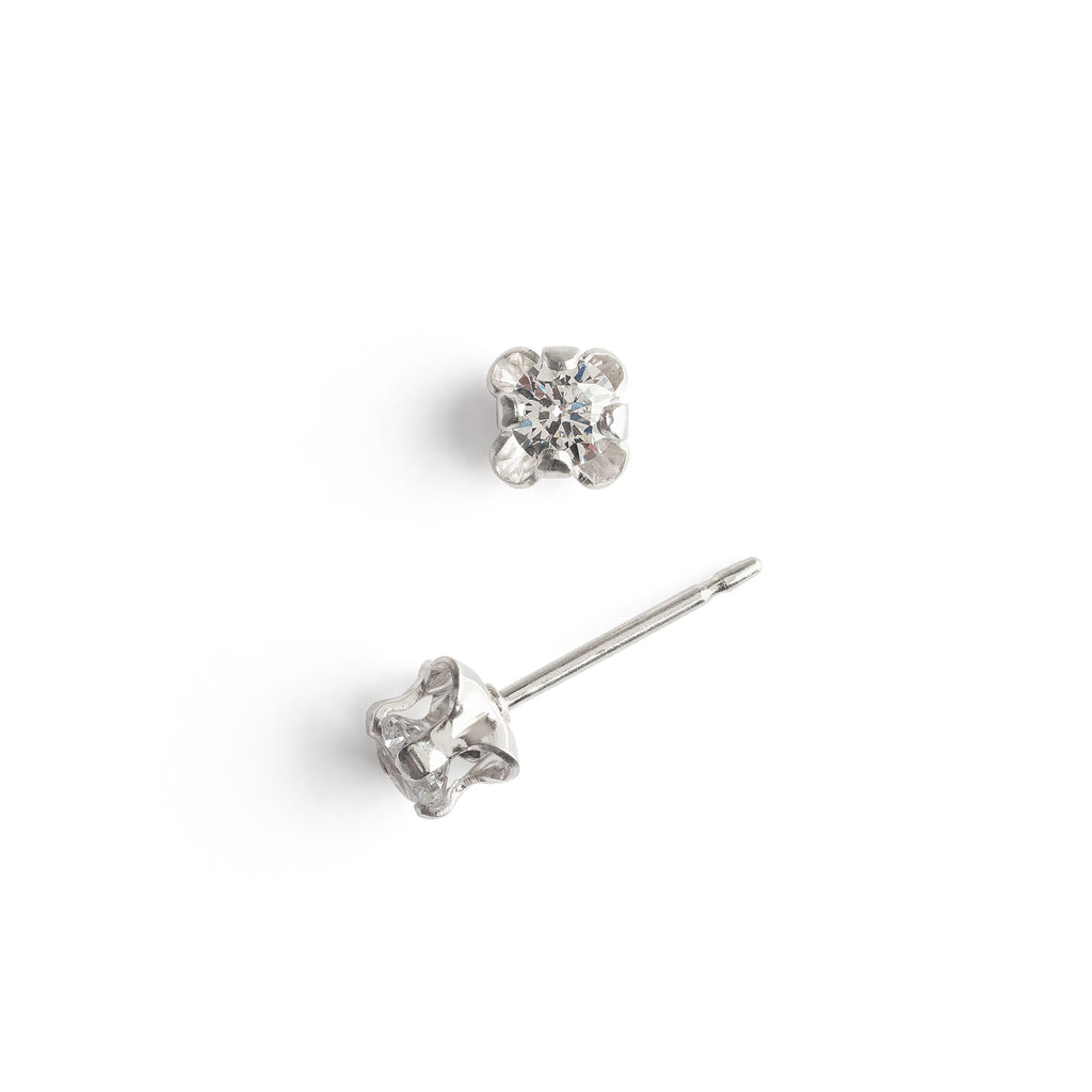 Silver Clover Stud Earrings 3mm Crystal - Simply Whispers