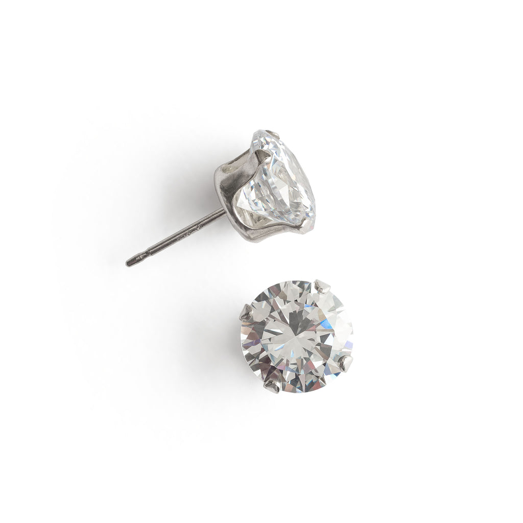 Silver Stud Earrings 8mm Round Crystal - Simply Whispers