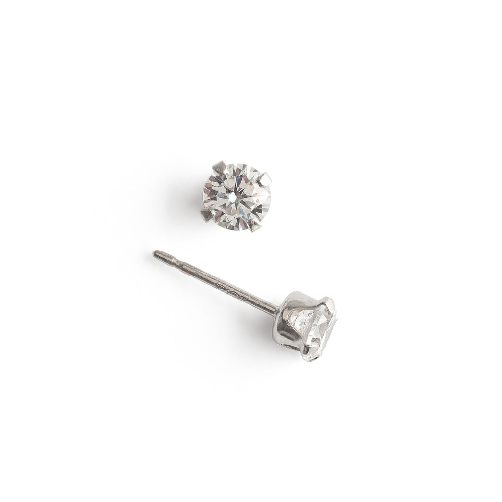 Silver Stud Earrings 4mm Round Crystal - Simply Whispers