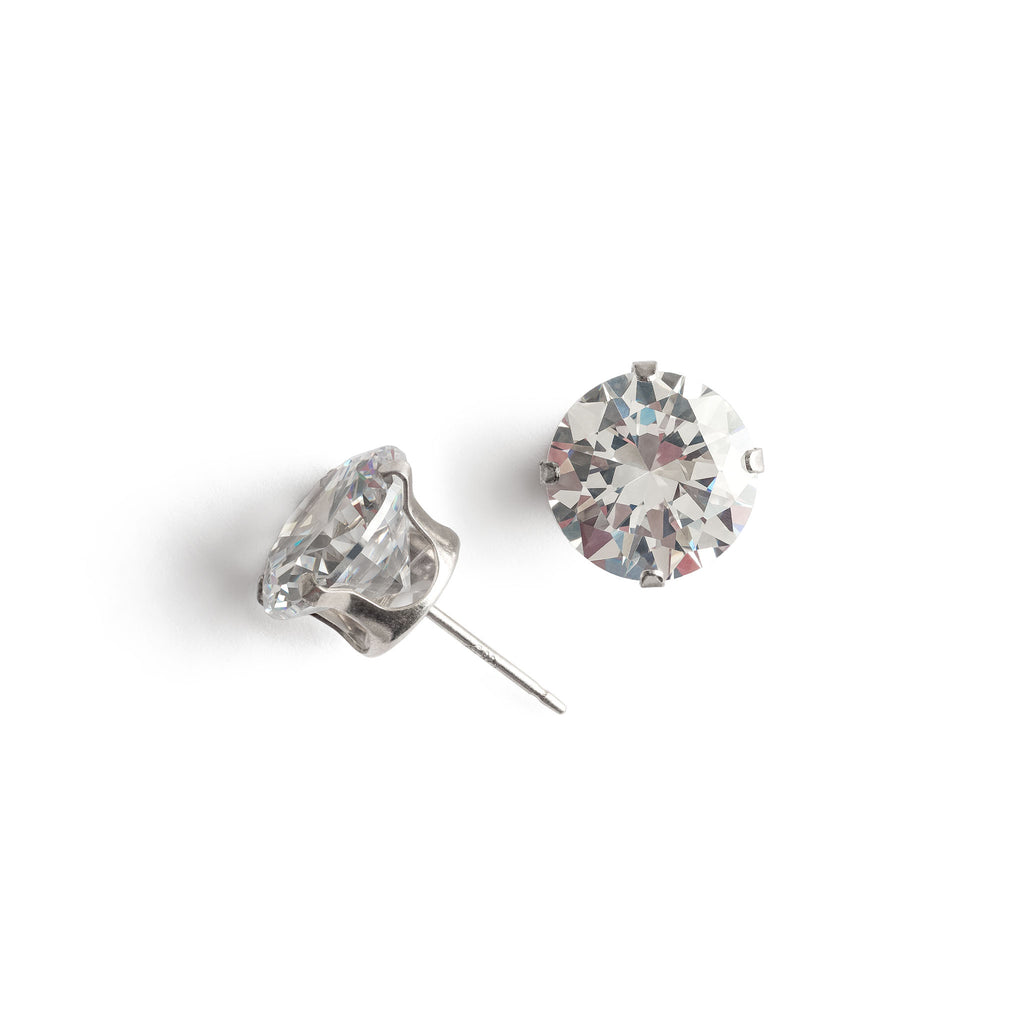 Silver Stud Earrings 10mm Round Crystal - Simply Whispers