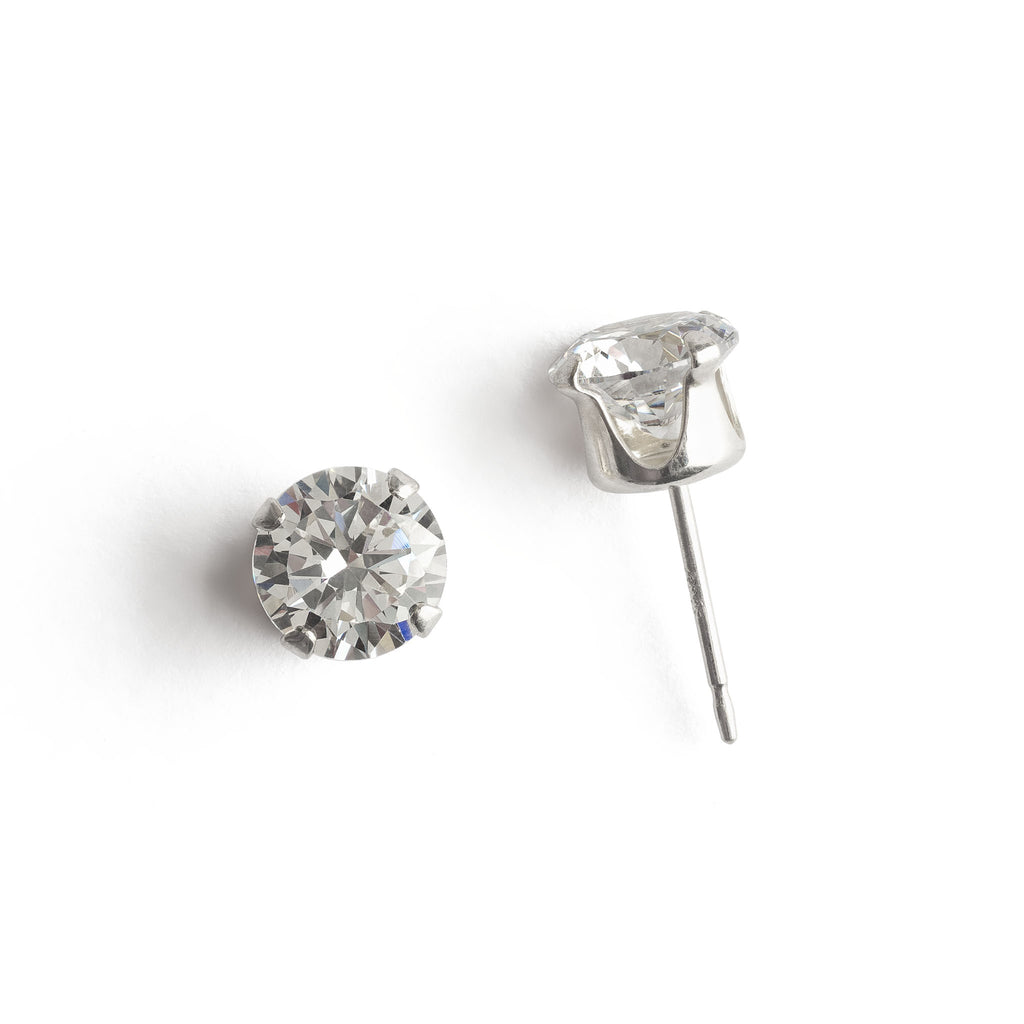 Silver Stud Earrings 6mm Round Crystal - Simply Whispers