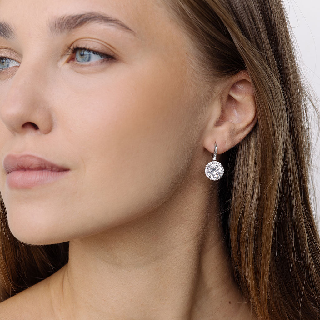 Round Zirconia French Hook Earrings - Simply Whispers