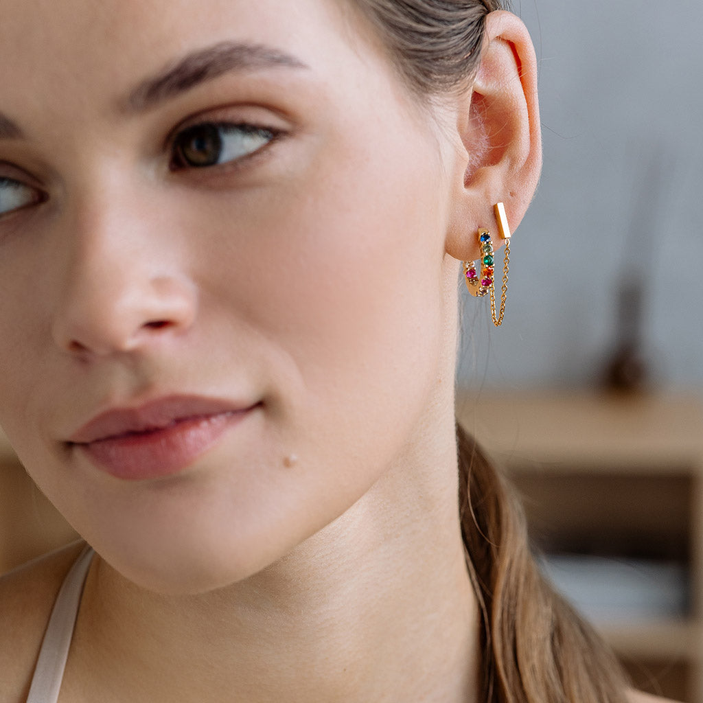 Bar and Chain Stud Earring - Simply Whispers