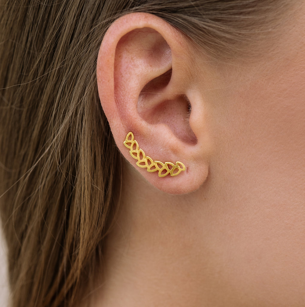Gold leaf ear climber - Simply Whispers