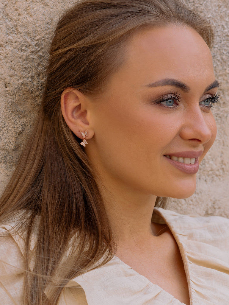 Butterfly Pave Stud Earrings - Simply Whispers