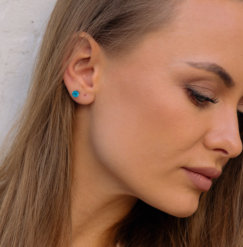 Turquoise titanium stud earrings - Simply Whispers