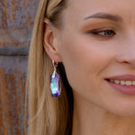 Purple blue silver plated drop earrings - Simply Whispers