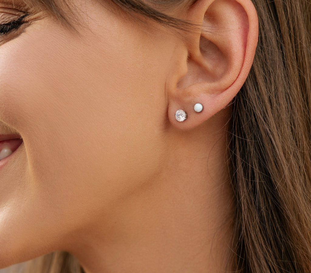 White opal titanium stud earrings - Simply Whispers
