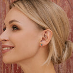 Turquoise bezel titanium stud earrings - Simply Whispers