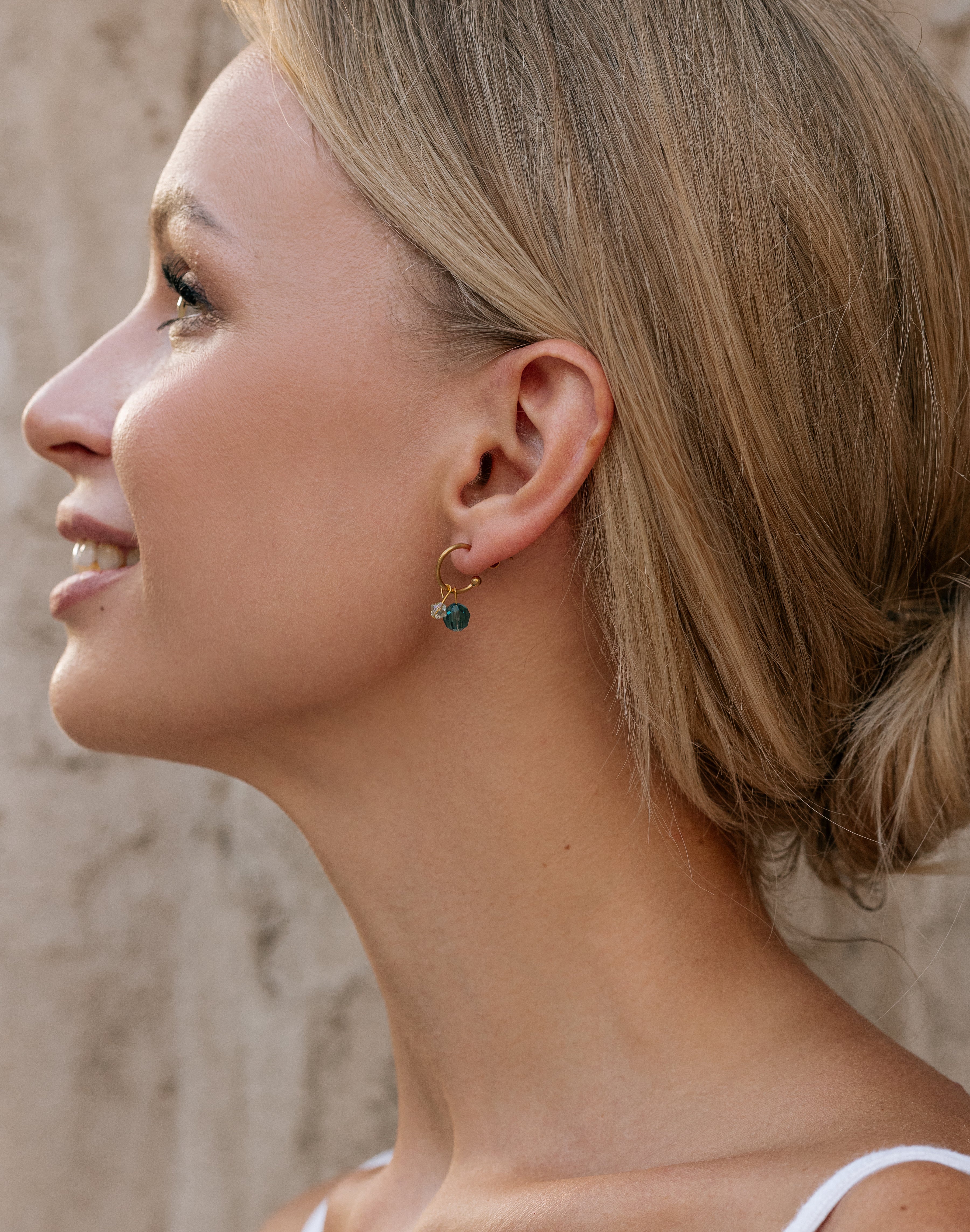 Green Beads Hoop Earrings - Simply Whispers