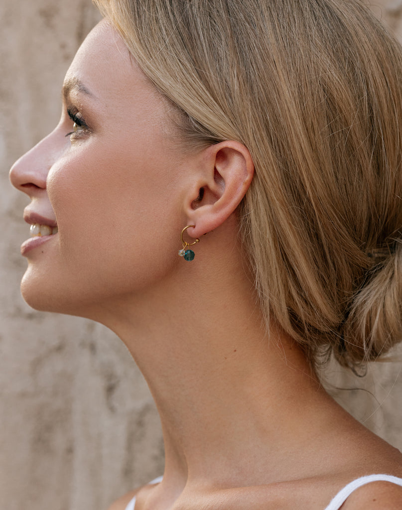 Green Beads Hoop Earrings - Simply Whispers