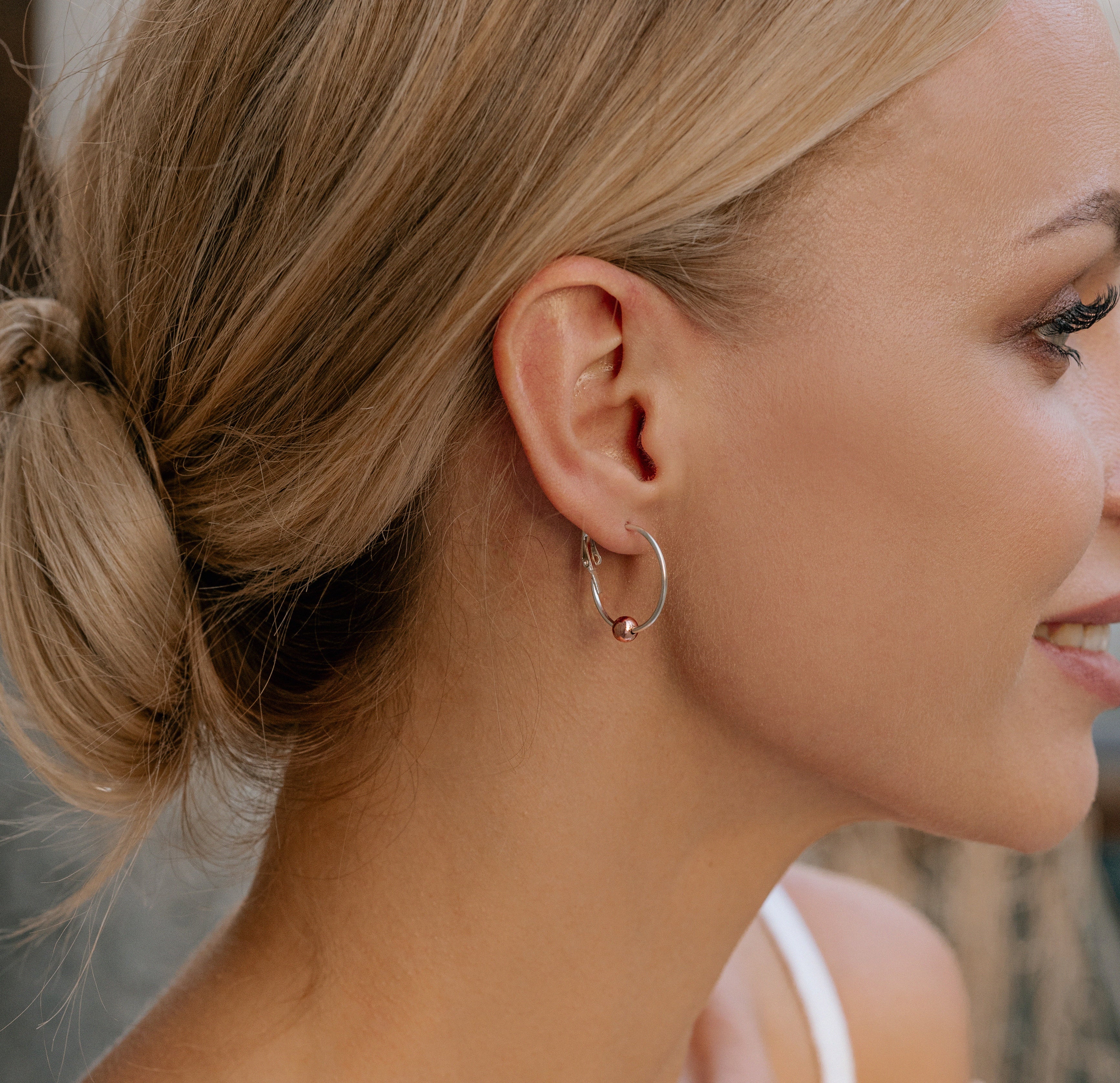Rose Gold Bead Hoop Earrings - Simply Whispers