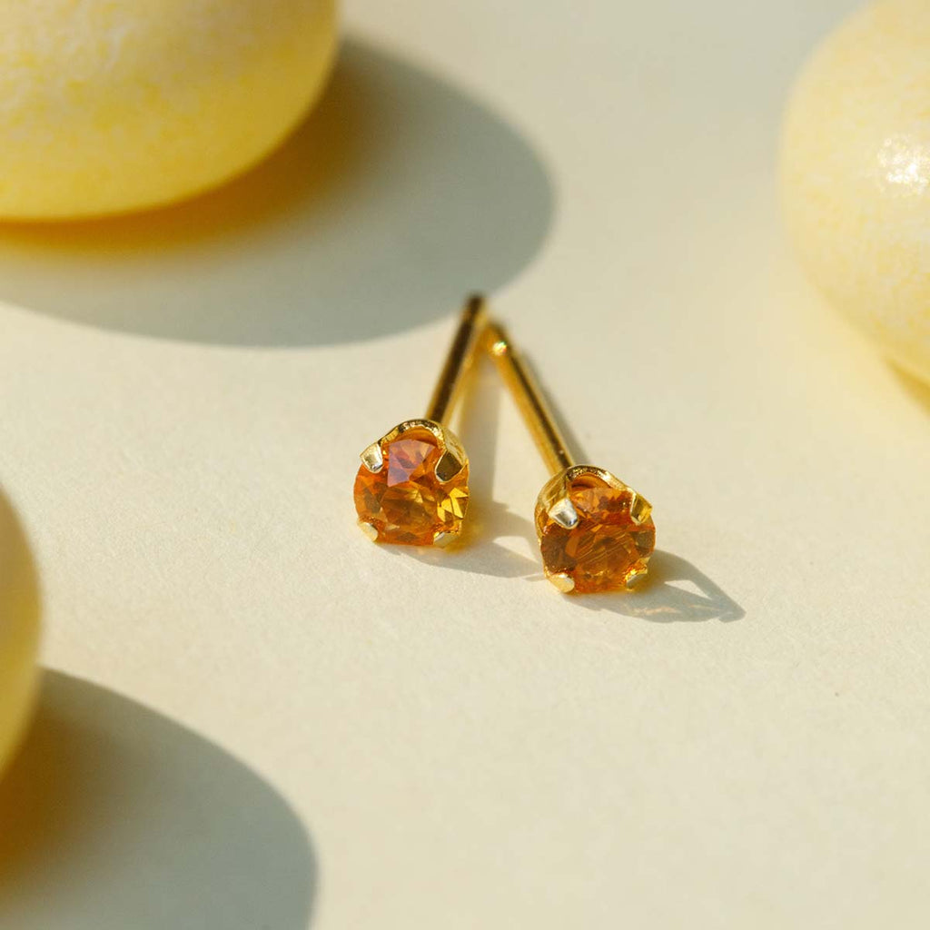 November Birthstone 14k Gold Plated Stud Earrings - Simply Whispers