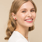 Red Pave Heart Earrings Gold Plated - Simply Whispers