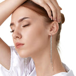Silver chain drops huggie earrings - Simply Whispers