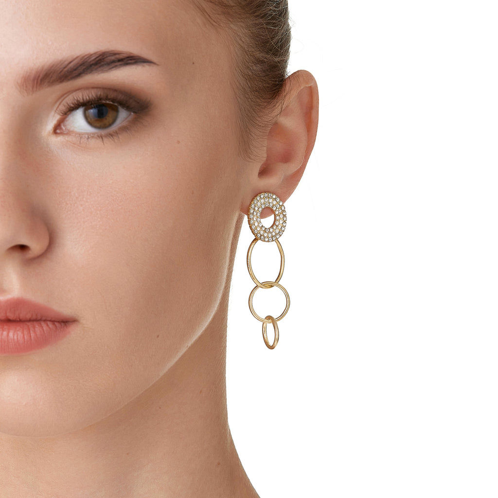 Gold crystal ring dangle earrings - Simply Whispers
